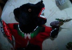 folk art bear puppet d